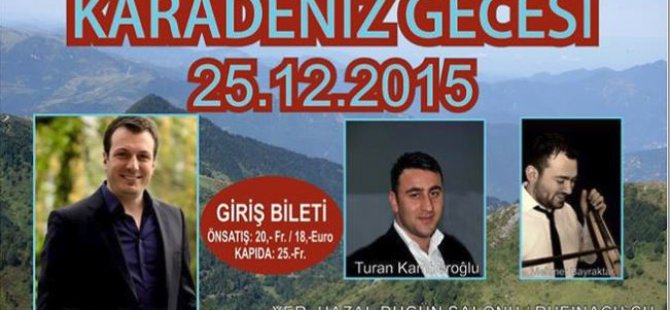 25 Aralıkta Karadenizliler Gecesi
