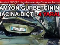 Kamyon gurbetçinin aracını biçti! 4 yaralı
