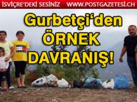 İzindeki gurbetçiden örnek davranış: Çocuklarıyla sokaklardaki çöpleri topladı